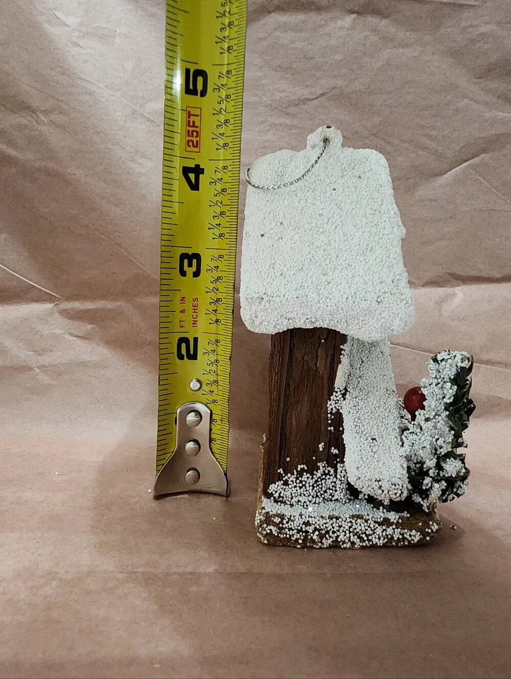 Handmade Rustic Woodland Birdhouse Ornament Christmas Faux Snow Pine Berry